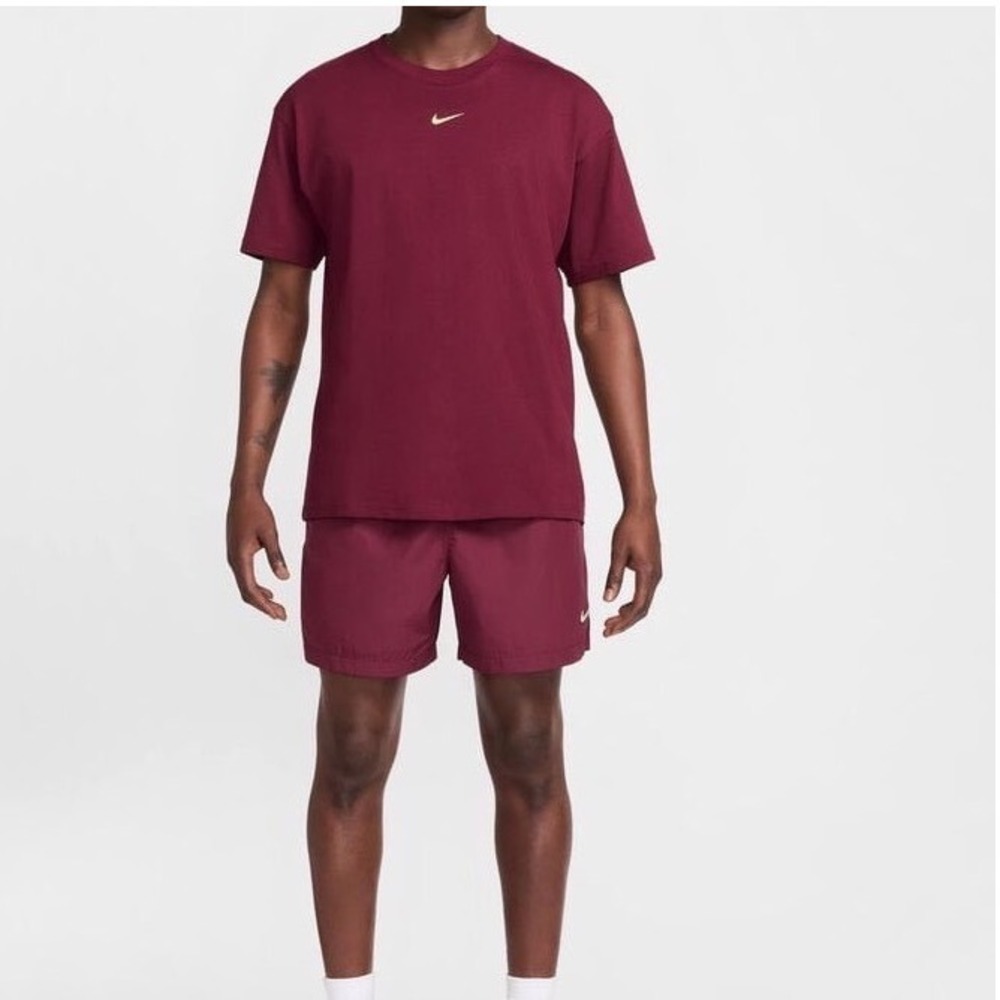 Nike NOCTA T Shirt Cardinal Nylon Shorts Set Dark Beetroot Drake Collab - Medium
